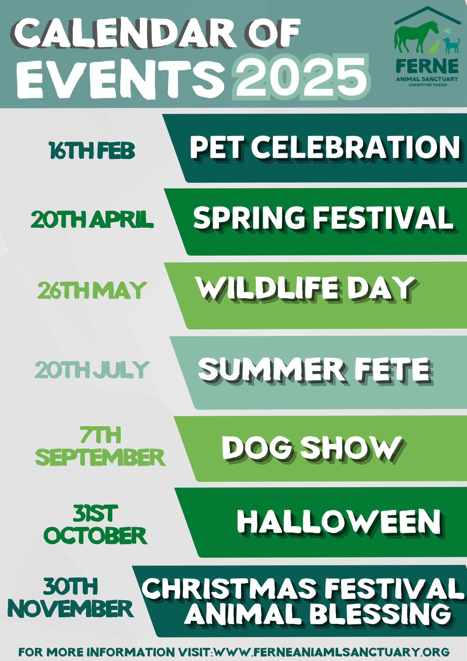 Ferne animal sanctuary calendar of events 2025